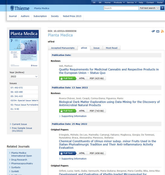 Thieme Pharmaceutical and Biochemistry Journals