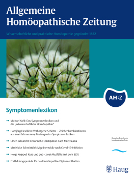AHZ - Allgemeine Homöopathische Zeitung Cover